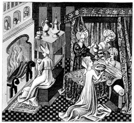 Schlafzimmerszene, 15. Jahrhundert, 1910