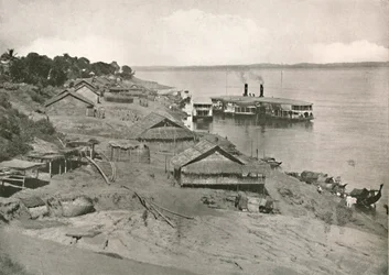 Bhamo - Irrawaddy Flotilla Postdampfer am Ghat, 1900
