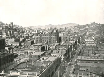 Vogelperspektive vom Turm des Chronicle-Gebäudes, San Francisco, USA, 1895