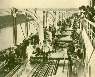 Bootsübung an Bord der Aquitania