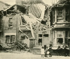 Bombenbeschädigte Häuser, Hartlepool, Erster Weltkrieg, Dezember 1914, um 1920