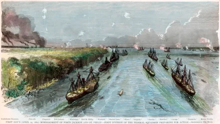 Beschuss der Forts Jackson und St. Philip, Louisiana, Amerikanischer Bürgerkrieg, April 1862