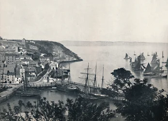 Brixham - Die Unterstadt, zeigt Fischereiflotte, 1895