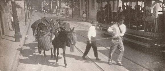 Mit der Straßenbahn und dem Maultier, 1914