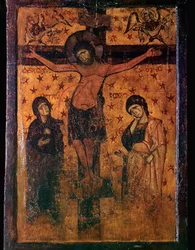 Byzantinische Ikone der Kreuzigung