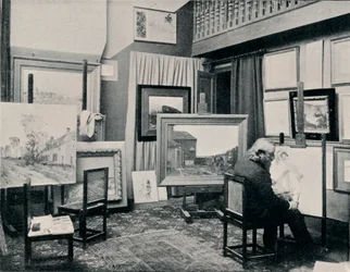 C. Cazin in seinem Studio, um 1897