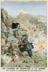 Kameraleute unter Beschuss während der Dreharbeiten im Ersten Balkankrieg, 1912