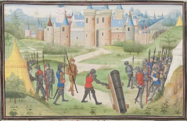 Lager der Kreuzfahrer bei Jerusalem. Miniatur aus der Historia von Wilhelm von Tyrus, 1460er Jahre