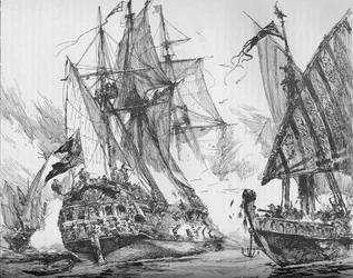 Kapitän Keigwin in der Rache, Abwehr der Sevagees-Flotte, 1884