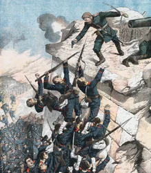 Kapitän Lebedief verteidigt heldenhaft das Bollwerk in Port Arthur, Russisch-Japanischer Krieg, 1904-1905