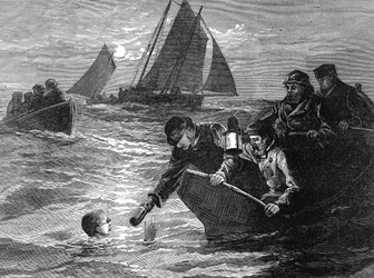 Kapitän Matthew Webb, der erste Mann, der den Ärmelkanal durchschwamm, 1875