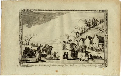 Kutschen und Schlitten im Winter in Russland