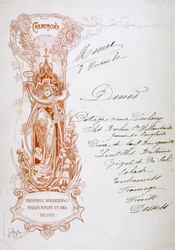 Champagner-Werbung auf einer Speisekarte, 19. Jahrhundert