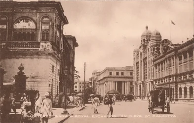 Chartered Bank & Royal Exchange in der Cleve St, Kalkutta, ca. 1900