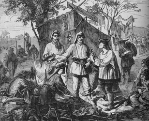 Chinesische Händler im Lager der Alliierten, um 1880