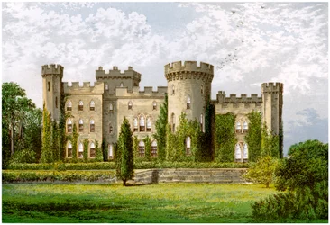 Cholmondeley Castle, Cheshire, Wohnsitz des Marquis von Cholmondeley, um 1880