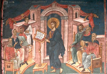 Christus in der Synagoge von Nazareth, ca. 1350