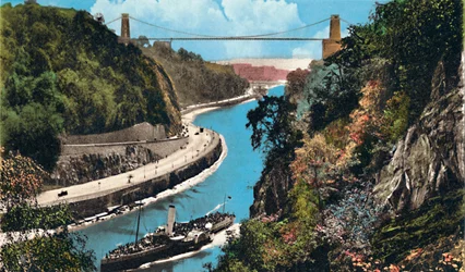 Clifton Suspension Bridge von Leigh Woods, Bristol, ca. 1940er