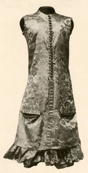 Mantel und Kniebundhosen aus dunkelroter geblümter Seide, 1681, 1937