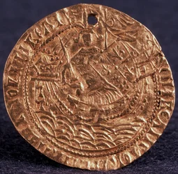 Münze Korabelnik von Zar Iwan III. Rückseite: Herrscher auf seinem Schiff, 1471-1490