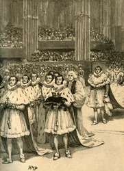 Krönung von König Wilhelm IV.: die königliche Prozession, Westminster Abbey, London, 1830, um 1890.