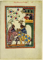 Graf Friedrich II. von Leiningen aus dem Codex Manesse, zwischen 1305 und 1340