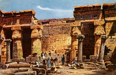 Hof des Tempels von Medinet Hobou, ca. 1918-1939