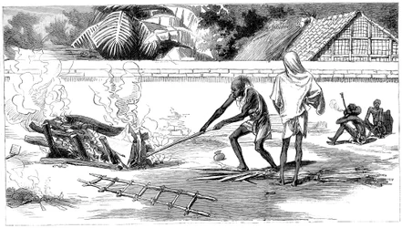 Einäscherung in Kalkutta, Indien, 1882