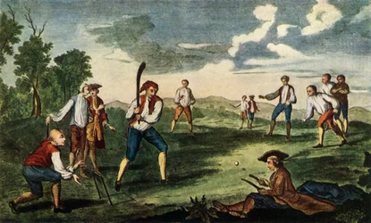 Cricket wie im Artillery Ground, London, 1785 gespielt