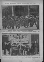 Menschenmengen vor Lloyds of London, Köche an Bord und die White Star Büros, 20. April 1912