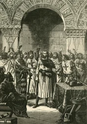 Kreuzfahrer proklamieren Gottfried von Bouillon zum König von Jerusalem, 1890
