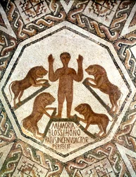 Daniel in der Löwengrube, römisches Mosaik