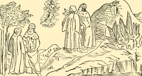 Dante im Fegefeuer sieht die Vision von Beatrice, ca. 1930