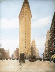 Das Flatiron Building (Fuller Building). Eines der ältesten Hochhäuser in New York