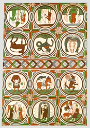 Dekoration in der Stora Råda alten Kirche, Västra Götaland, Schweden, 1928