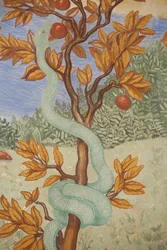 Detail eines Freskos, das den Garten Eden zeigt, Puteaux, Frankreich
