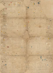 Diagramm für eine Pichawai, Darstellung des Sharad Purnima, Vollmond im Herbst, Mitte des 19. Jahrhunderts