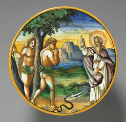 Teller mit Darstellung der Vertreibung, späte 1500er Jahre
