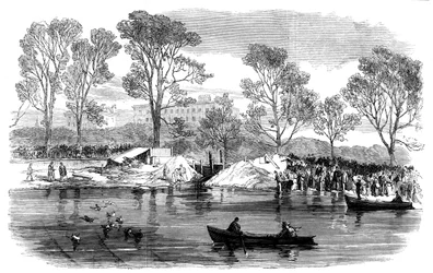 Entwässerung des Serpentine River, Hyde Park, London, 1869
