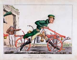 Draisienne oder Veloziped ersetzt Pferde im französischen Postdienst, 1818