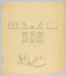 Zeichnung, Entwurf für ein Schreibtischset