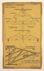 Zeichnung, Entwurf für ein Massenbetriebs-Haus von Hector Guimard, Rahmenkonstruktion