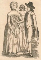 Kleidung zur Zeit von Charles I. und Interregnum, 1810