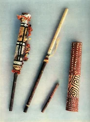 Trommel und Blasinstrumente des Baniva-Stammes, Venezuela, 1948