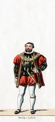 Herzog von Suffolk, Kostümentwurf für Shakespeares Stück, Heinrich VIII, 19. Jahrhundert