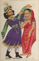 Dusmanta bekränzt Shakumtala, 1800er Jahre