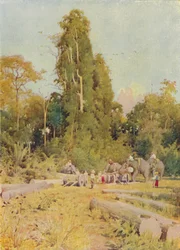 Elefanten stapeln Teakholz, 1924