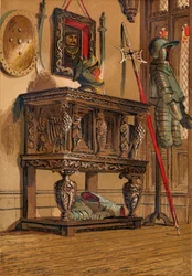 Elisabethanisches Sideboard oder Hofschrank, um 1845