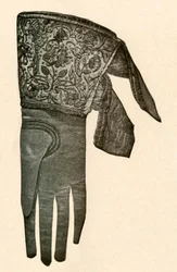 Bestickter Handschuh, ca. 17. Jahrhundert, 1937
