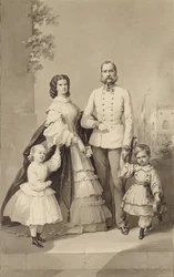 Kaiser Franz Joseph I. mit Kaiserin Elisabeth und ihren Kindern, um 1860